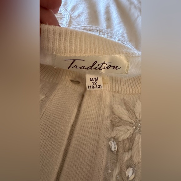 Vintage Embellished Floral Cardigan – Cream – Medium (Fits Large - Picture 2 of 9